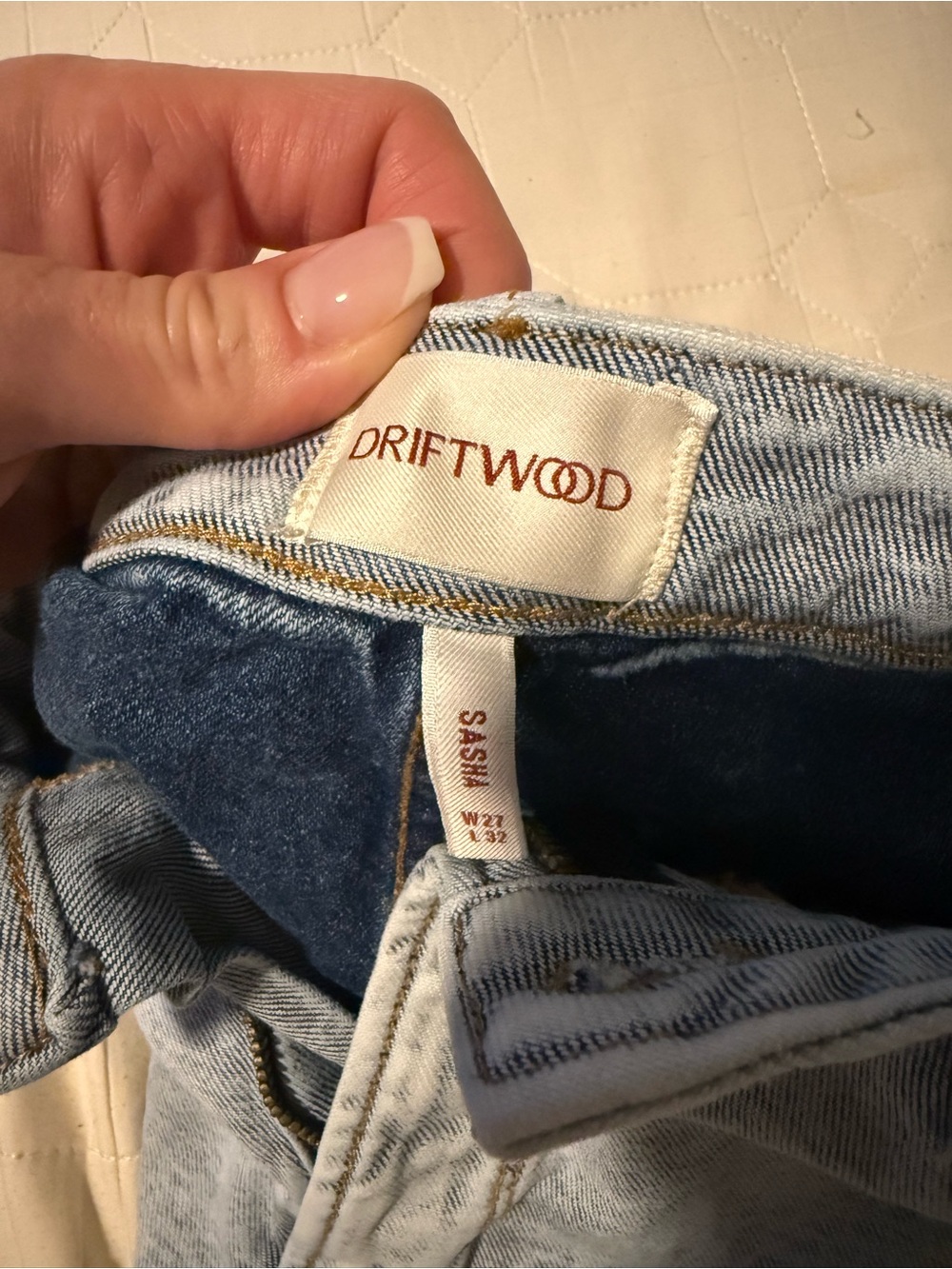 DRIFTWOOD Light Blue Wide-Leg Jeans with Navy Floral Embroidery - Picture 5 of 5
